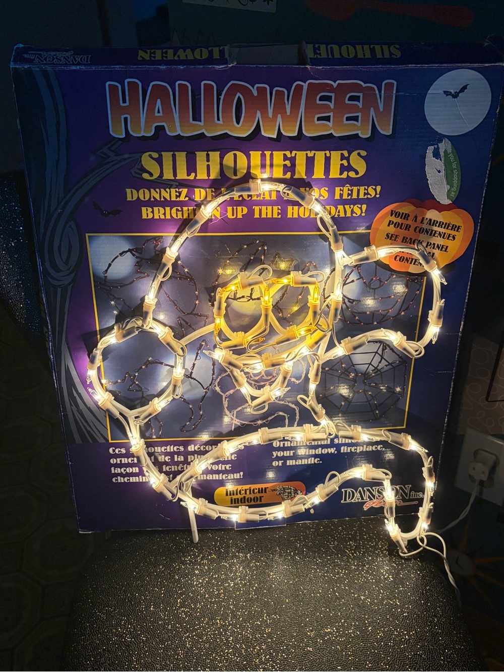 Vintage 1990s Halloween Silhouette ghost Window Light In Box - Working